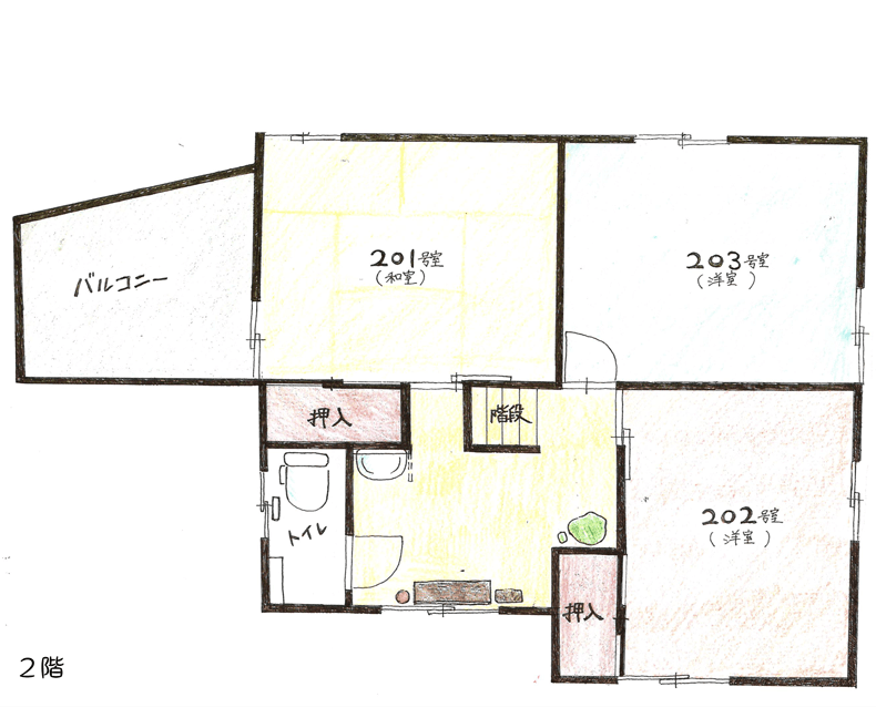 ヒュッゲ寝屋川2階間取り図