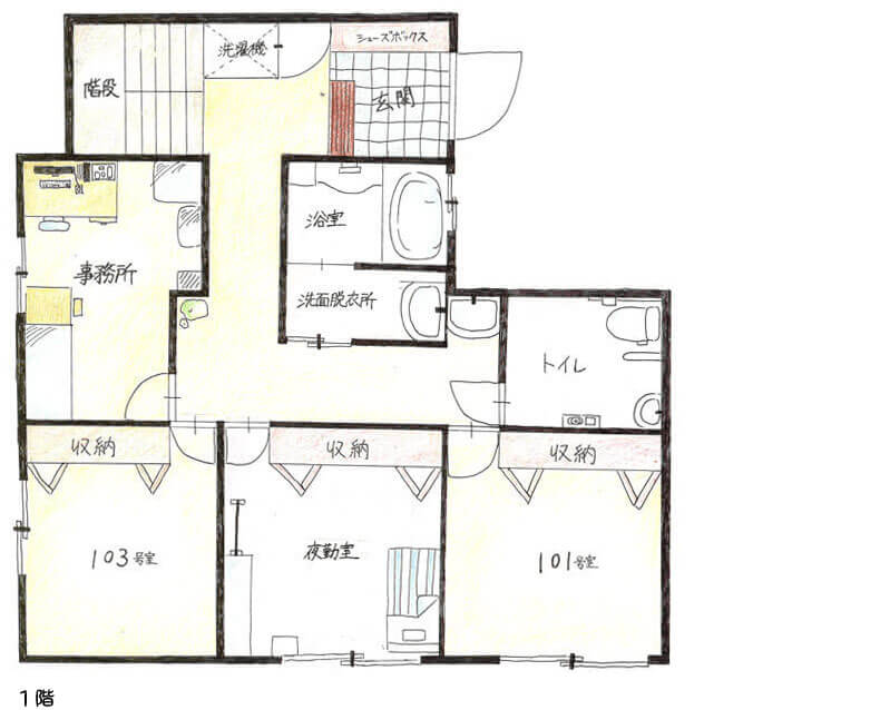 ヒュッゲオリーブ1階間取り図